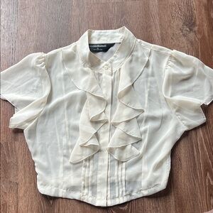 Cream Ruffled Blouse cropped